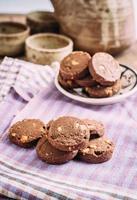 Chocolate and hazelnuts cookies  on cloth