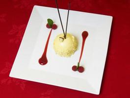 Gourmet Dessert with raspberry Fruit