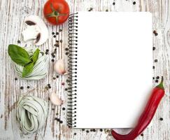 blank paper for recipes with ingredients photo