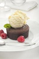 vanilla ice cream with chocolate souffle photo