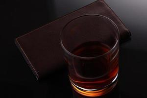 Whiskey and leather purse