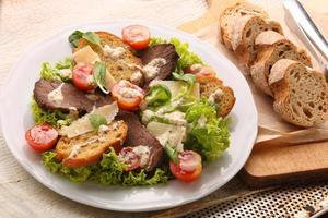 Toast with roast beef cheese and fresh spring vegetables