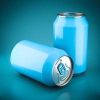 latas de aluminio azul foto