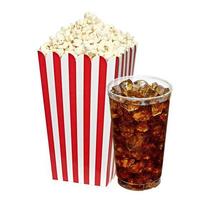 Popcorn in box with cola photo