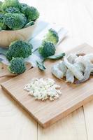 Ingredient of broccoli and shrimp photo