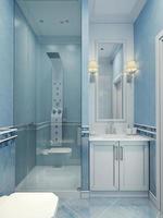 Design of modern blue bathroom