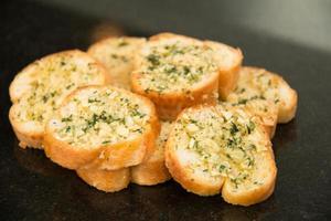 Garlic and herb bread close up. photo