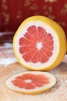 cut grapefruit on the table