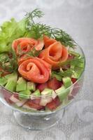 Avocado salad with salmon. photo