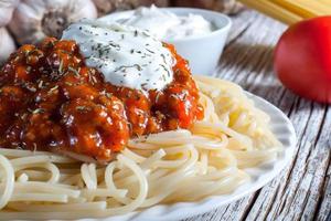Spaghetti with tomato sauce. photo