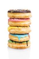 Stack of donuts on white background