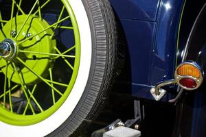 Vintage 1920s Automobile Detail Rear View Spare Tyre Green Rim