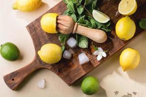 Lemons, limes and mint photo