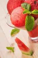 Dessert of watermelon and mint