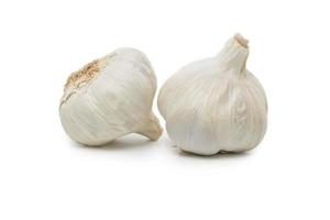 Garlic bulbs on white photo
