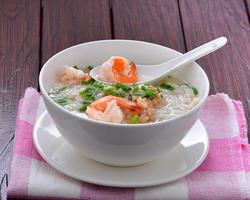 Boiled rice with shrimp photo