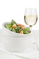 caesar salad and wine photo