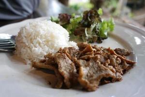 Garlic and pepper pork with rice