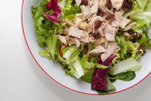 Chicken salad with tomatoes and raisin