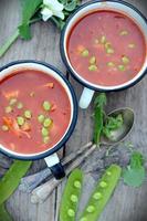 rustic soup with green peas photo