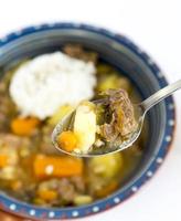Beef stew in a spoon photo