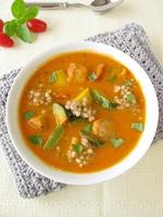 Vegetable soup with fish and buckwheat