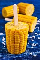 Cut corn on the cob on a stick
