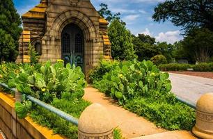 Garden and mausoleum at Oakland Cemetary in Atlanta, Georgia.