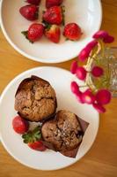 Chocolate muffins with strawberry