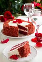Cake "Red Velvet" in the form of heart. Valentine's Day.