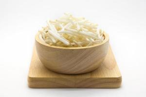 Fresh Bean sprouts on wooden plate