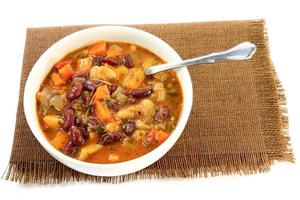 White and Red Kidney Beans Soup with herbs seasonings