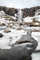 winter waterfall at Borgarfjordur photo