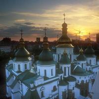 Fragment of the St. Sophia cathedral at sunset. photo