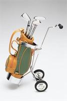 Golf clubs in bag on trolley photo