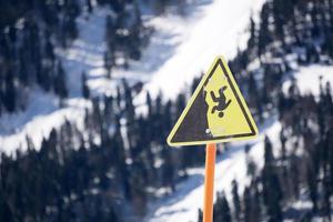 danger steep cliff mountain sign photo
