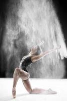 ballerina dancing with flour