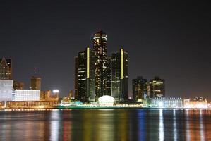 Detroit skyline night time