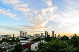 Bangkok cityscape at sunset.