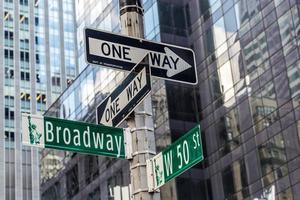 Broadway street sign near Time square in New York City photo