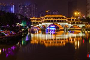 Night view of Anshun Bridge in Chengdu photo
