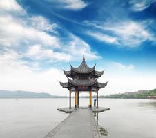 ancient pavilion on the west lake in hangzhou,China photo