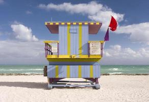 Summer scene with a lifeguard house in Miami Beach