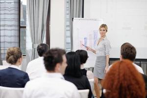 business woman giving presentation