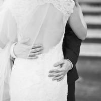 Young wedding caucasian couple. Groom and bride together. photo