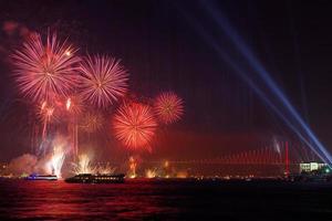 Bosphorus Bridge at October 29 celebration - Istanbul photo