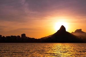 Rio de Janeiro Mountains and Lake by Sunset