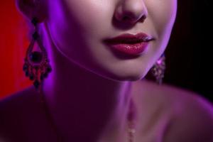Retrato de primer plano de belleza de labios femeninos