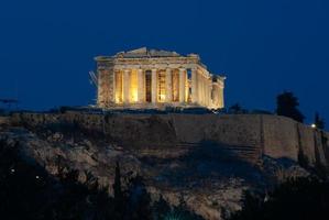 view of Acropolis and Parthenon by night photo