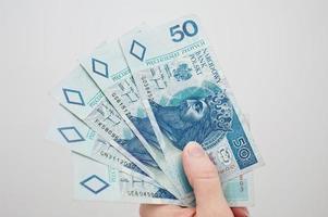 Polish money in hand photo